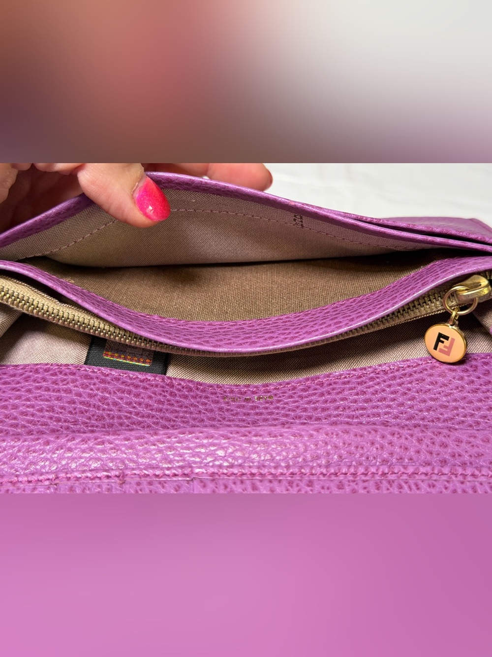 Fendi purple pebbled leather wallet - Picture 14 of 16